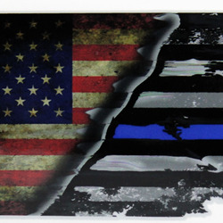 USA-Thin Blue Line Flag Decal 4" or 6"