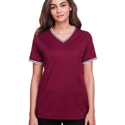 Women's CrownLux Performance® Plaited Tipped V-Neck Shirt