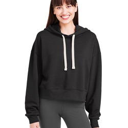 Women's Vintage Oversized Cropped Hooded Sweatshirt