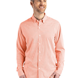 Cutter & Buck Skyline Epic Confidence Recycled Gingham Mens Long Sleeve Dress Shirt