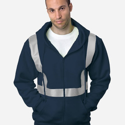USA-Made Hi-Visibility Full-Zip Hooded Sweatshirt - Segmented Tape