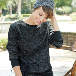 Women’s Glitter French Terry Wide Neck Sweatshirt