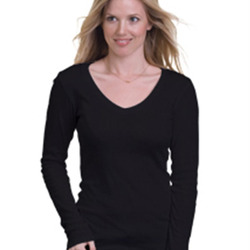 Women's USA-Made Deep V-Neck Long Sleeve T-Shirt