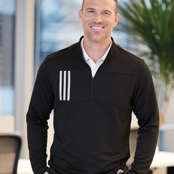 Men's 3-Stripes Double-Knit Quarter-Zip Pullover