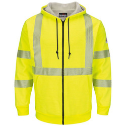 Men's Hi-Visibility Zip-Front Hooded Fleece Sweatshirt with Waffle Lining