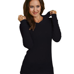 Ladies' USA Made Long-Sleeve Thermal Hoodie T-Shirt